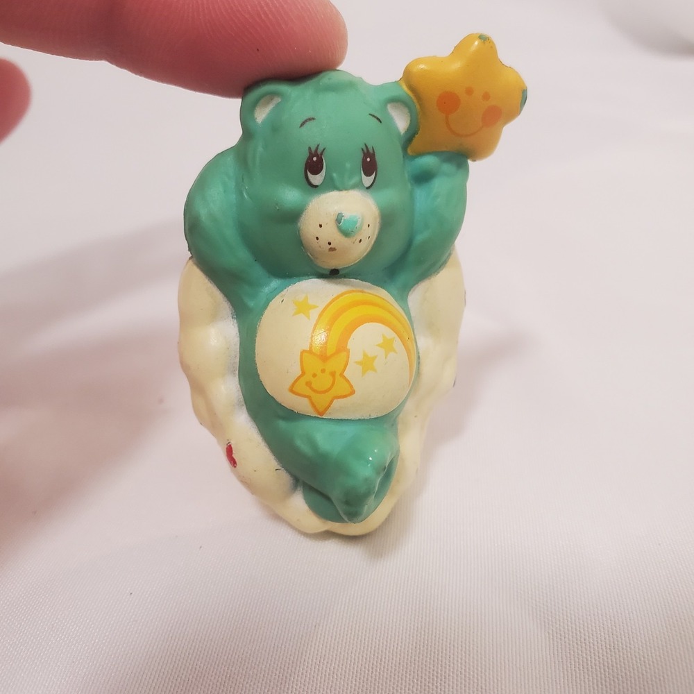 Vintage 1983 CARE BEARS WISH BEAR ON CLOUD PVC Toy Figure AGC Teddy Cake Topper‎